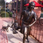 The poem on the marker tells the story of this collection of lifesize figures created by Archie St. Clair. The three skaters represent the decades of 1920 through 1930 and the fun and freedom children enjoyed then and still experience today in Grapevine TX.
